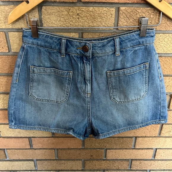 Reiss Lois Mid Rise Denim Shorts Front Pocket Light Wash Jean Women’s Size 10 - Picture 3 of 6